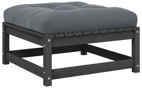 vidaXL szürke tömör fenyőfa kerti lábzsámoly párnával