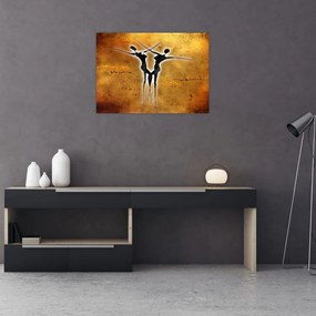 Festmény képe egy táncoló párról (üvegen) (70x50 cm)