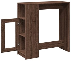 barna tölgy szerelt fa tárolórekeszes bárasztal 101x40x103,5 cm