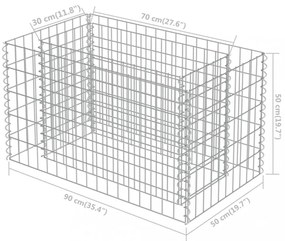 horganyzott acél gabion magaságyás 90 x 50 x 50 cm