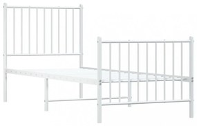 fehér fém ágykeret fej- és lábtámlával 75 x 190 cm