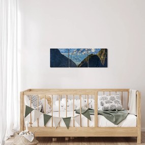 Tájkép hegyekkel (órával) (90x30 cm)