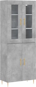 vidaXL betonszürke szerelt fa magasszekrény 69,5 x 34 x 180 cm