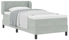 Boxspring Ágy Matraccal Világosszürke 90x200 cm Bársony