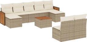 vidaXL 10 részes bézs polyrattan kerti ülőgarnitúra párnával
