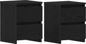 vidaXL Éjjeliszekrény 2 pcs Fekete tölgy 30 x 30 x 40 cm Faanyag