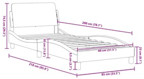 fekete és fehér műbőr ágykeret fejtámlával 80 x 200 cm