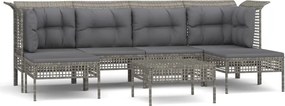 vidaXL 7 részes szürke polyrattan kerti ülőgarnitúra párnákkal