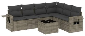 vidaXL 7 részes szürke polyrattan kerti ülőgarnitúra párnákkal