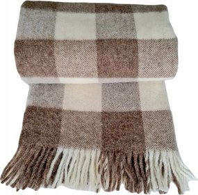 Gyapjú takaró rojtokkal 150x200 új-zélandi gyapjú kockás sakktábla