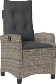 vidaXL szürke polyrattan dönthető kerti szék párnákkal