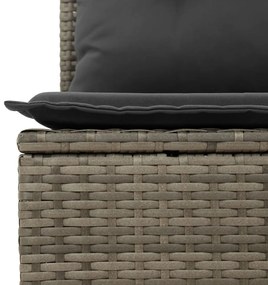 szürke polyrattan karfa nélküli kerti kanapé párnával