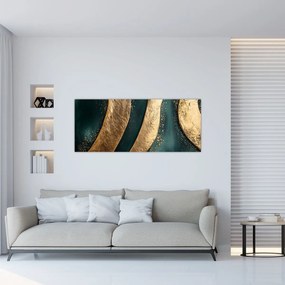 Kép - Zöld absztrakció arannyal I. (120x50 cm)