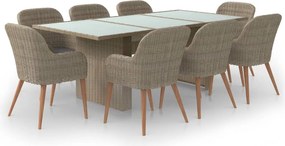 vidaXL 9 részes barna kültéri polyrattan étkezőgarnitúra