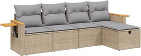 vidaXL 5 részes vegyes bézs polyrattan kerti ülőgarnitúra párnákkal