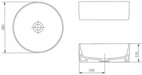 Cersanit Crea asztali mosdó 38 cm, fehér, K114-020