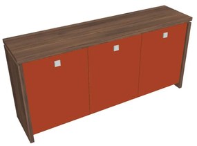 Verno alacsony szekrény 188 x 46 x 90 cm, üvegajtó, dió / narancs