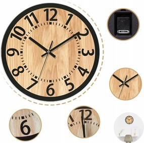 Falióra Fa Tölgy Nagy Modern Csendes 34CM Otthoni és Irodai Dekoráció