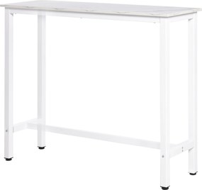 HOMCOM Bárasztal Magas Asztal Melamin Felülettel Márvány Hatással és Acél Lábakkal Modern Stílusban Konyhához, Büféhez, Étkezőhöz 120x40x100 cm Fehér