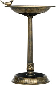 Outsunny Kerti Madárfürdő Kültéri 72 cm Magasságú Madáretető 2 Szintes Tartályokkal, Retro és Elegáns Dizájn, Kültéri Madáritató Bronz | Aosom