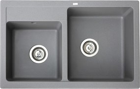 Quadro Plus 2D Metalac 372989 Gránit Mosogatótálca - Extra mély, Kétmedencés, Grafit