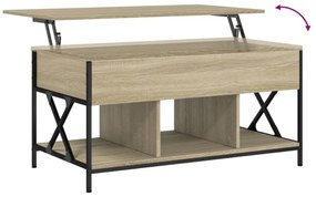 sonoma tölgy szerelt fa és fém dohányzóasztal 100 x 55 x 50 cm