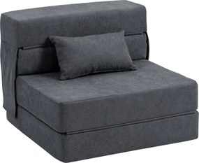 HOMCOM összecsukható fotelágy — átalakítható padlófotel, chaise longue és matrac, helytakarékos kanapéágy nappaliba, stúdióba (80 x 80 x 64 cm), sötét