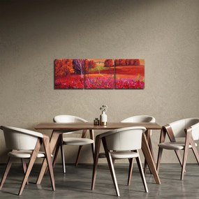 Egy vörös táj képe (órával) (90x30 cm)