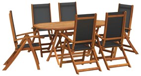 vidaXL 7 darabos tömör akácfa kültéri étkezőszett