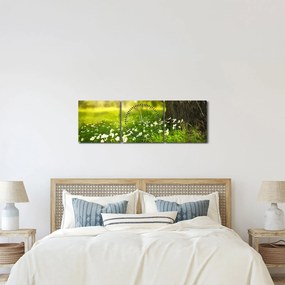 Tisztás és a virágok képe (órával) (90x30 cm)