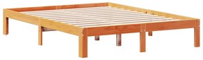 barna tömör fenyőfa könyvespolcos ágy matrac nélkül 135 x 190cm
