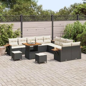 Kerti Kanapé Szett 13 pcs Fekete és krémszínű 80 x 80 x 71 cm