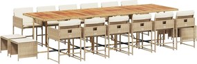 vidaXL 17 részes bézs polyrattan kerti étkezőgarnitúra párnákkal