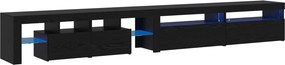 vidaXL TV szekrény 3 pcs Fekete tölgy 290 x 36,5 x 40 cm Faanyag