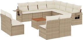 vidaXL 12 részes bézs polyrattan kerti ülőgarnitúra párnákkal