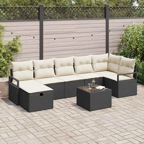 Kerti Kanapé Szett 8 pcs Fekete és krémszínű 287 x 122 x 85 cm