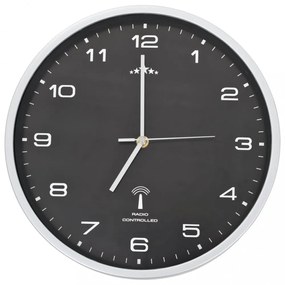 fekete színű rádióvezérelt falióra kvarcszerkezettel 31 cm