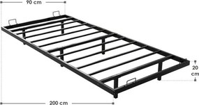 LED világítású egyszemélyes fém ágy 90x200 cm