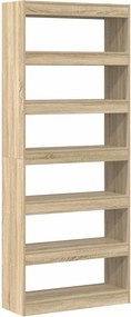 vidaXL Könyvespolc polcokkal Sonoma tölgy 80 x 30 x 198 cm Faanyag