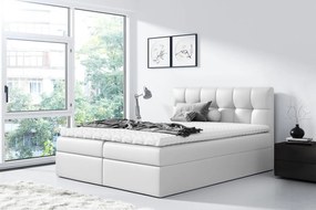 REX kárpitozott ágy - 180x200, fehér + INGYENES topper