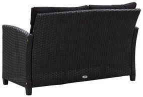 6 részes fekete polyrattan kerti ülőgarnitúra párnákkal