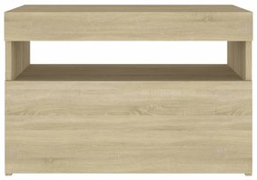 2 db sonoma tölgyszínű éjjeliszekrény LED-lámpákkal 60x35x40 cm