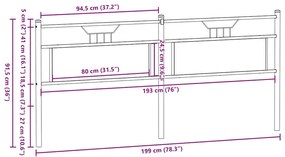 füstös tölgy színű szerelt fa és acél fejtámla 193 cm