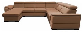 Ággyá alakítható ülőgarnitúra GRANADA, univerzális U-alakú sarokkal és tárolóhellyel, barna