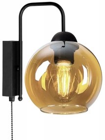 Glimex Orb üvegbúrás fali lámpa kapcsolóval méz színben 1xE27
