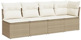 vidaXL 4 személyes bézs polyrattan kerti kanapé párnával