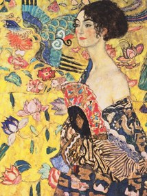 Festmény reprodukció The lady with the fan (Vintage Portrait) - Gustav Klimt, (30 x 40 cm)