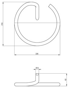 Deante Silia tartozékok, falra szerelhető kerek törölközőtartó, fekete matt, ADI_N611