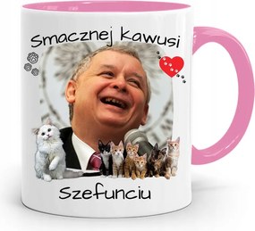 Rózsaszín Vicces Bögre Jaroslaw Kaczynski fényképes nyomattal