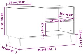 betonszürke szerelt fa hanglemezszekrény 85x38x48 cm